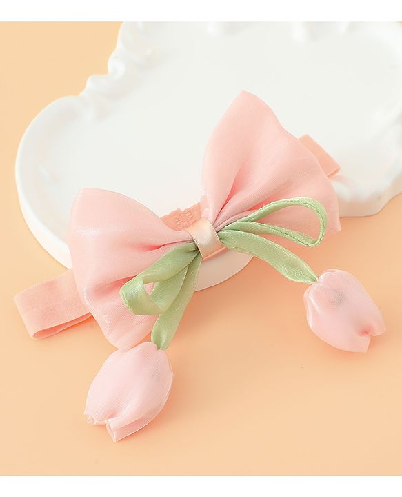 Babyhug Headband With Bow & Tulip Applique - Purple