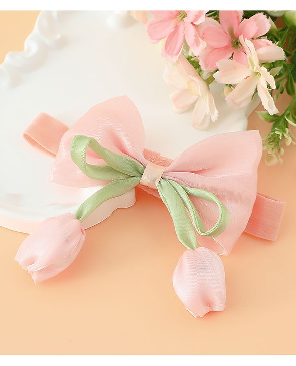 Babyhug Headband With Bow & Tulip Applique - Purple