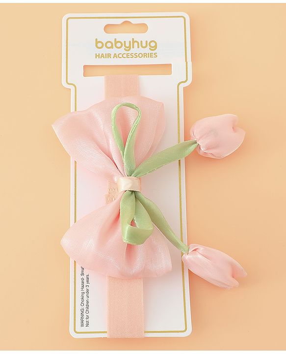 Babyhug Headband With Bow & Tulip Applique - Purple