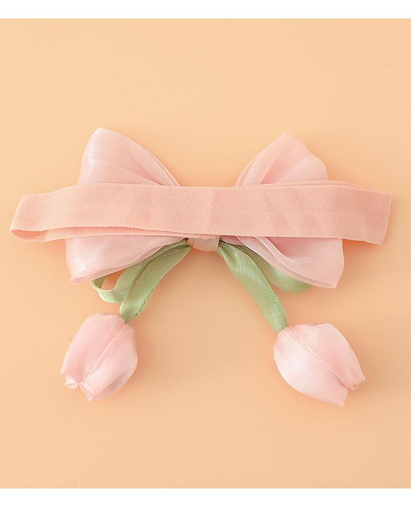 Babyhug Headband With Bow & Tulip Applique - Purple