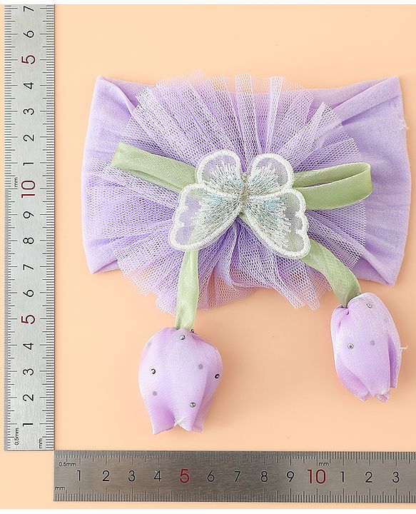 Babyhug Free Size Baby Headbands With Butterfly & Bow Applique - Purple