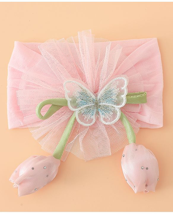 Babyhug Free Size Baby Headbands With Butterfly & Bow Applique - Purple