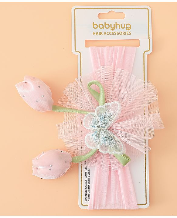 Babyhug Free Size Baby Headbands With Butterfly & Bow Applique - Purple