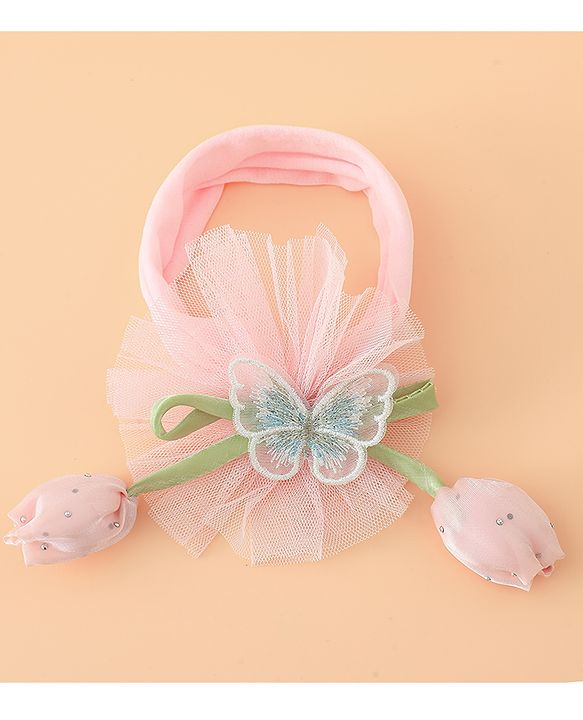 Babyhug Free Size Baby Headbands With Butterfly & Bow Applique - Purple