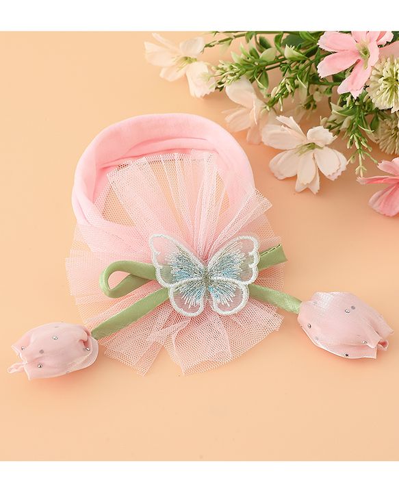 Babyhug Free Size Baby Headbands With Butterfly & Bow Applique - Purple