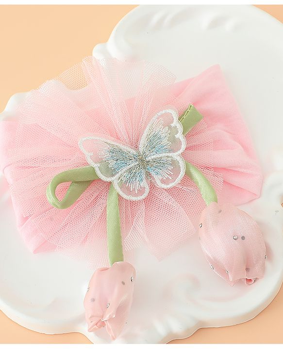 Babyhug Free Size Baby Headbands With Butterfly & Bow Applique - Purple