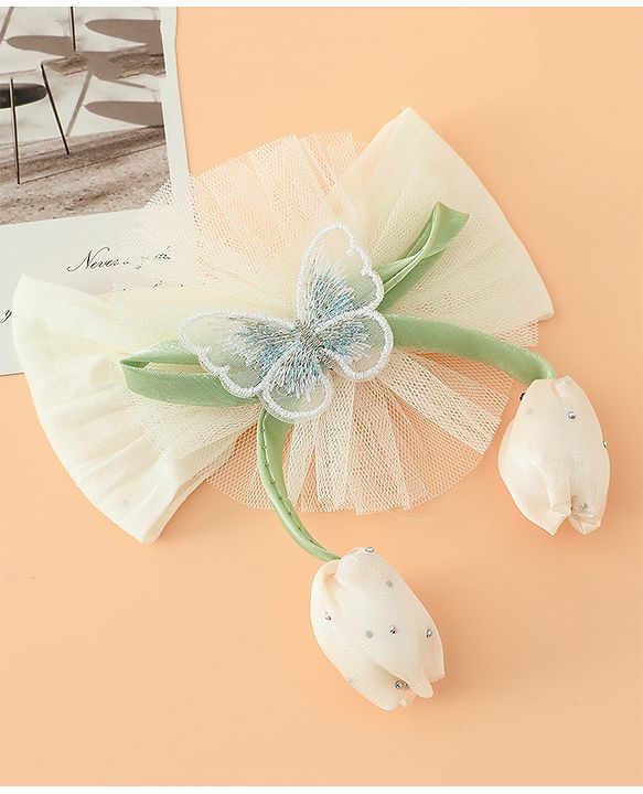 Babyhug Free Size Baby Headbands With Butterfly & Bow Applique - Purple