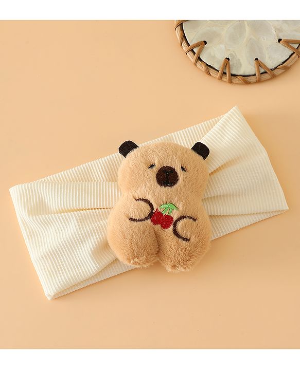 Babyhug Free Size Headband With Bear Applique - Brown