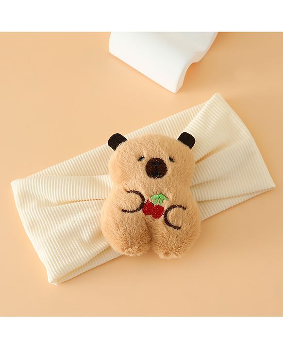Babyhug Free Size Headband With Bear Applique - Brown