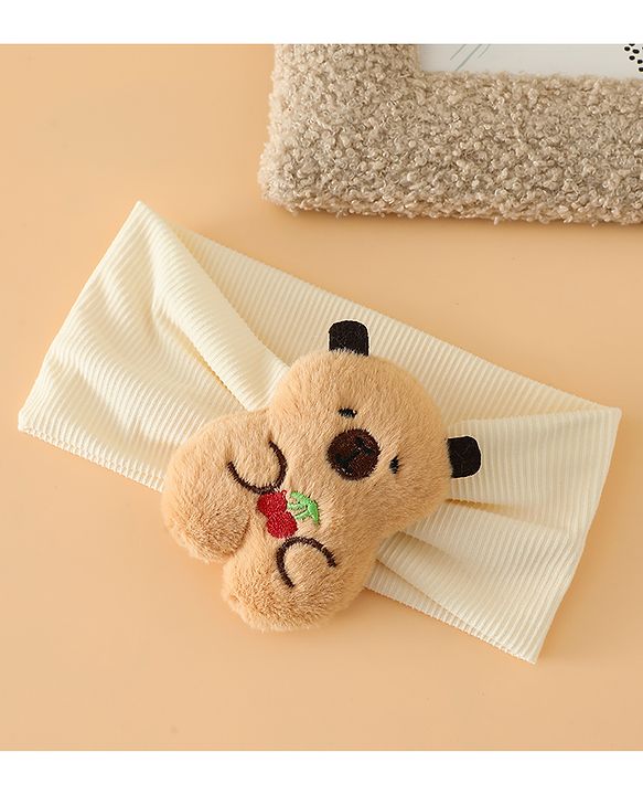 Babyhug Free Size Headband With Bear Applique - Brown