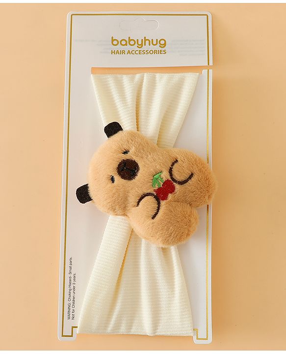 Babyhug Free Size Headband With Bear Applique - Brown