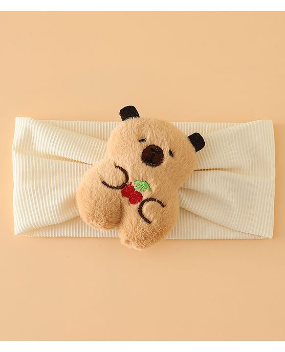 Babyhug Free Size Headband With Bear Applique - Brown