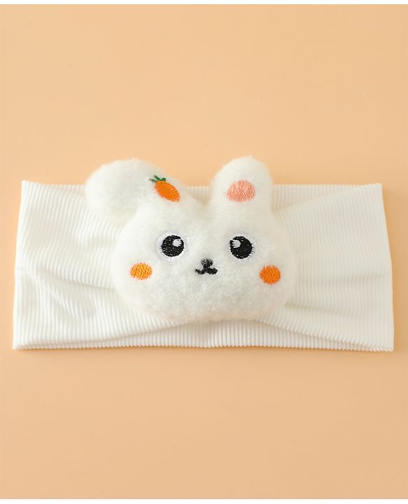 Babyhug Headbands Free Size With Bunny Applique - White