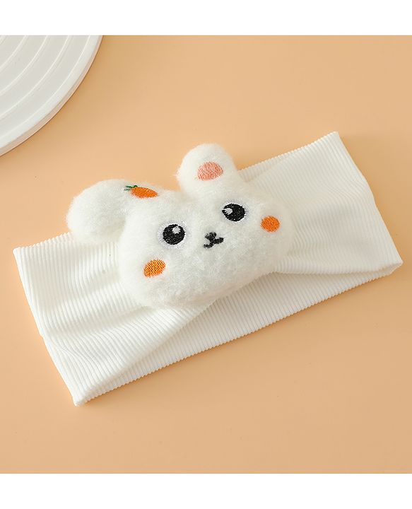 Babyhug Headbands Free Size With Bunny Applique - White
