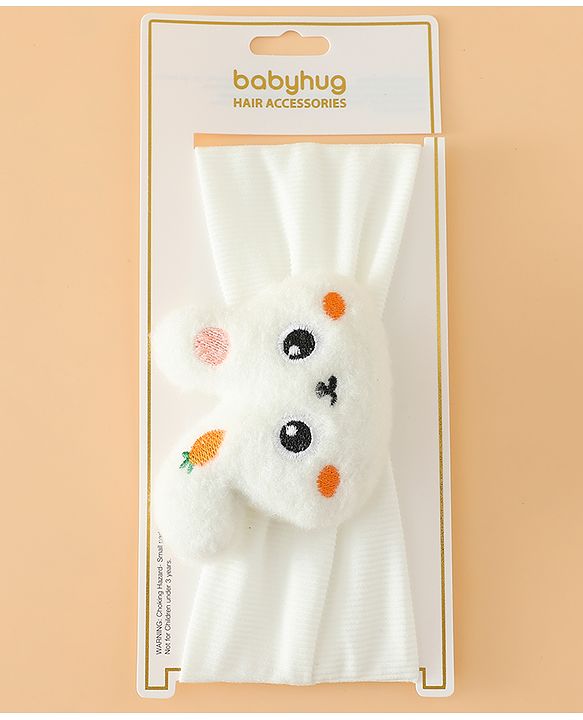 Babyhug Headbands Free Size With Bunny Applique - White