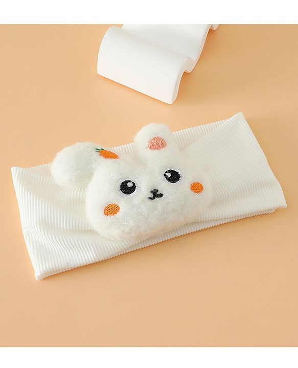 Babyhug Headbands Free Size With Bunny Applique - White