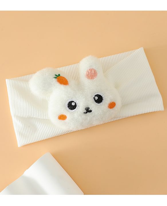 Babyhug Headbands Free Size With Bunny Applique - White