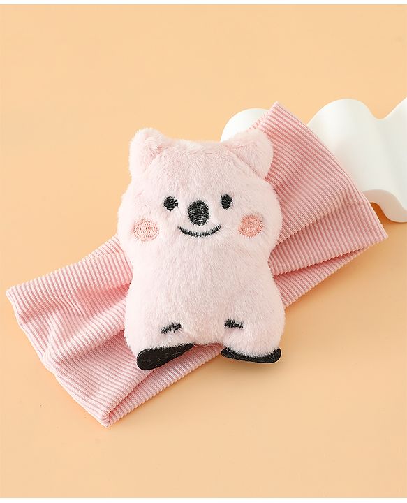 Babyhug Free Size Headband With Bear Applique - Pink