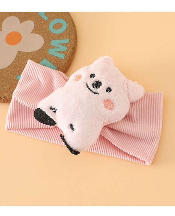 Babyhug Free Size Headband With Bear Applique - Pink