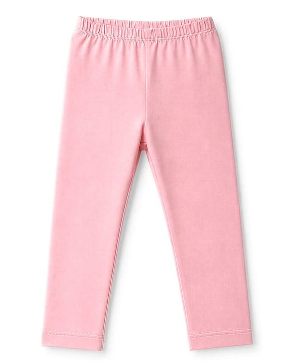 Babyhug Cotton Lycra Elastane Knit Full Length Solid & Floral Printed Leggings Pack Of 2 - Pink & Yellow