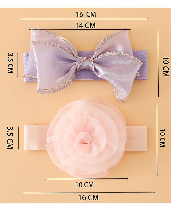 Babyhug Headbands Free Size With Bow & Floral Applique Pack Of 2 - Brown & Maroon
