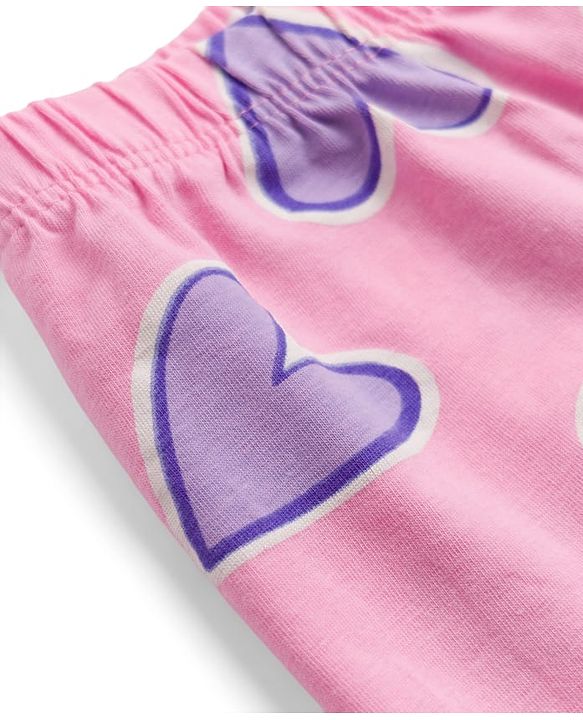 Babyhug Cotton Lycra Knit Full Length Leggings With Heart Print Pack of 2 - Pink & Purple