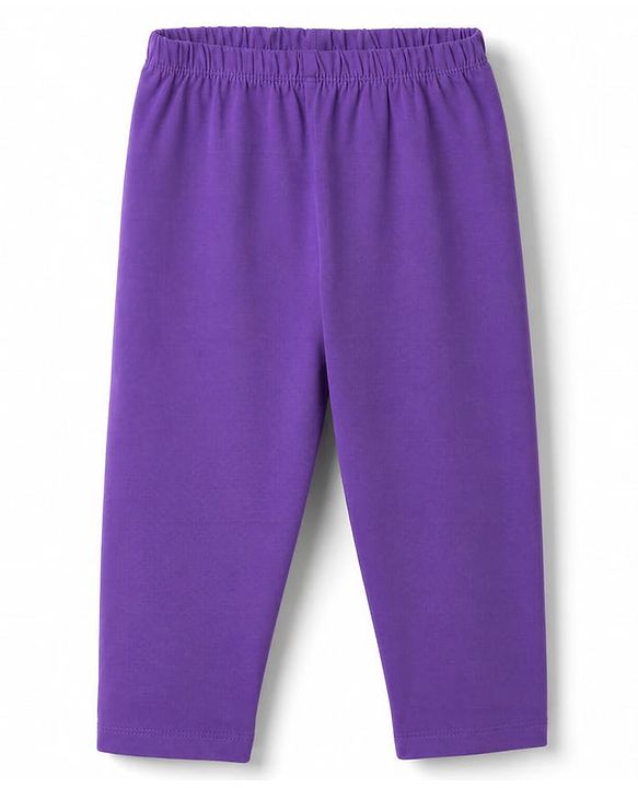 Babyhug Cotton Lycra Knit Full Length Leggings With Heart Print Pack of 2 - Pink & Purple