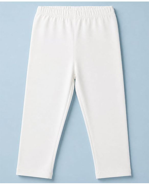 Babyhug Cotton Elastane Knit Full Length Solid Lycra Leggings Pack of 3 - White