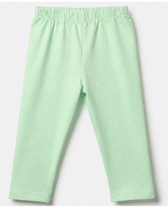 Babyhug Cotton Lycra Elastane Knit Slim Fit Full Length Solid Leggings Pack of 3 - Light Green, Pink & Cream
