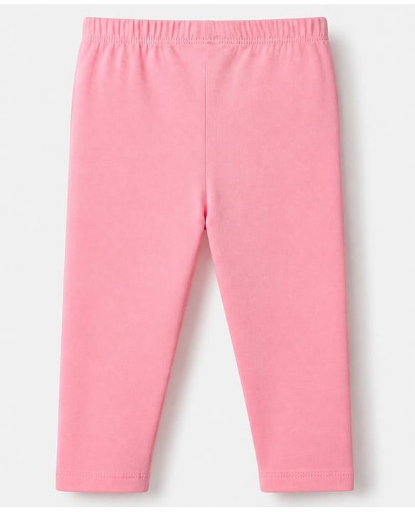 Babyhug Cotton Lycra Elastane Knit Slim Fit Full Length Solid Leggings Pack of 3 - Light Green, Pink & Cream