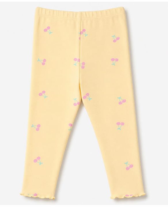 Babyhug Cotton Lycra Knit Full Length Leggings With Fruits Print - Pink, Orange & Green
