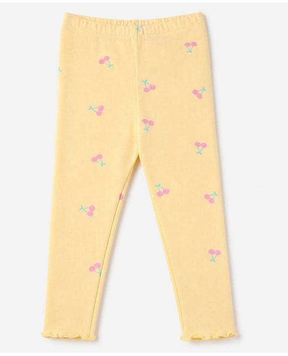 Babyhug Cotton Lycra Knit Full Length Leggings With Fruits Print - Pink, Orange & Green