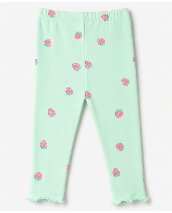 Babyhug Cotton Lycra Knit Full Length Leggings With Fruits Print - Pink, Orange & Green