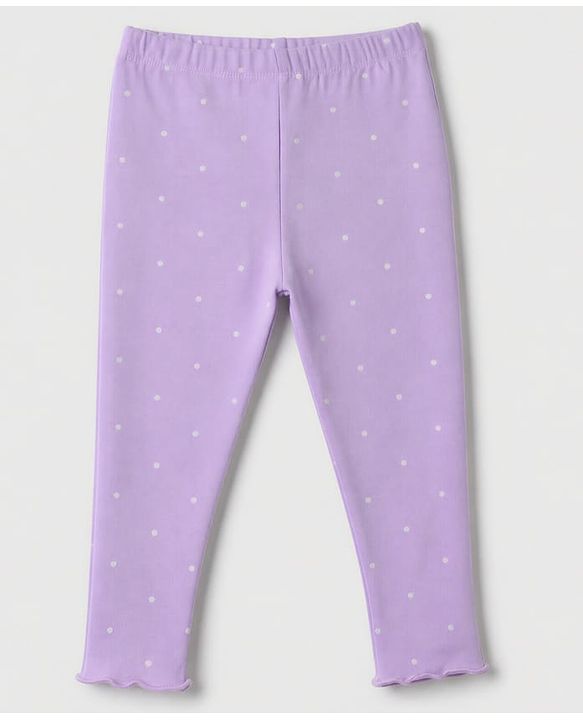 Babyhug Cotton Elastane Lycra Knit Full Length Leggings With Polka Dot & Floral Print Pack of 3 - Beige, Purple & Pink
