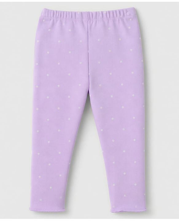 Babyhug Cotton Elastane Lycra Knit Full Length Leggings With Polka Dot & Floral Print Pack of 3 - Beige, Purple & Pink