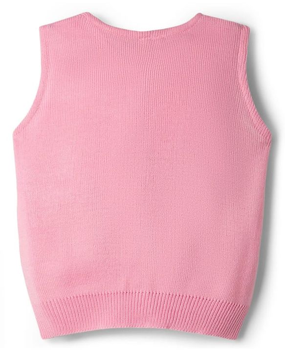 Babyhug Knit Front Open Sweater with Sleeveless in Pink