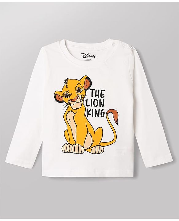 Babyhug Disney 100% Cotton Knit Full Sleeves T-Shirt & Pyjama Night Suit With Lion King Graphic - Yellow