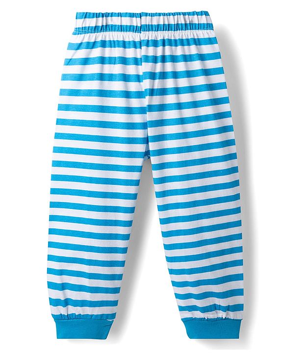 Babyhug Disney Single Jersey Knit Full Sleeves Co-Ords T-Shirt & Pyjama Night Suit with Lion King Print - Aqua Blue