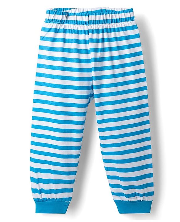 Babyhug Disney Single Jersey Knit Full Sleeves Co-Ords T-Shirt & Pyjama Night Suit with Lion King Print - Aqua Blue