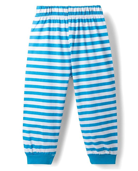 Babyhug Disney Single Jersey Knit Full Sleeves Co-Ords T-Shirt & Pyjama Night Suit with Lion King Print - Aqua Blue