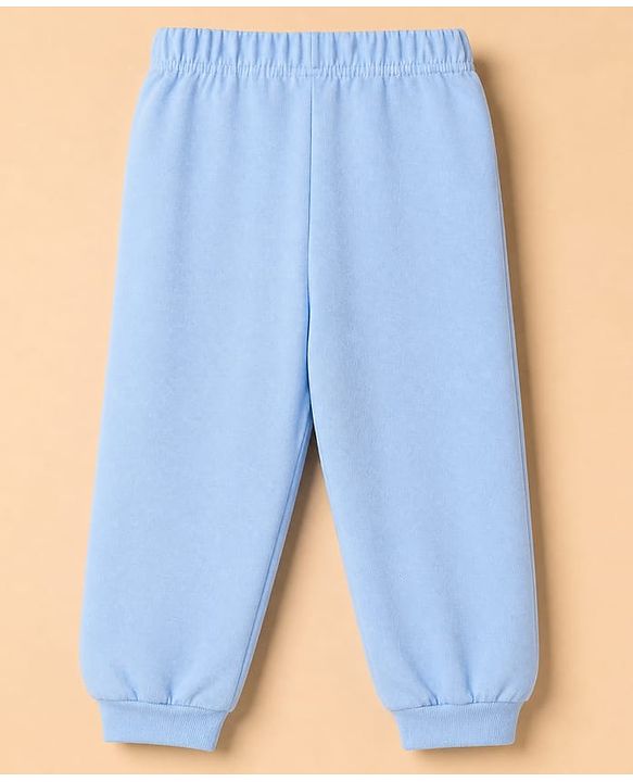 Babyhug Disney 100% Cotton Single Jersey Knit Full Sleeves T-Shirt & Pajama Night Suit with Mickey Mouse Graphic Print - White & Light Blue