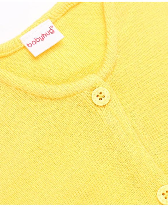 Babyhug Knit Sleeveless Front Open Sweater - Yellow