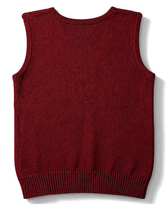 Babyhug Knit Sleeveless Front Open Sweater in Maroon