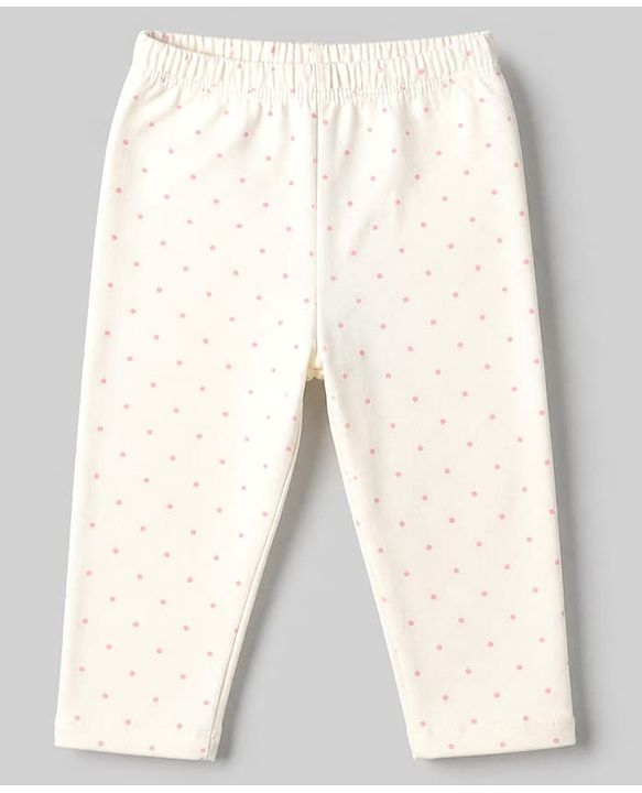 Babyhug Cotton Lycra Elastane Knit Slim Fit Full Length Leggings with Hearts, Floral & Polka Dots Print Pack of 3 - White, Black & Light Green