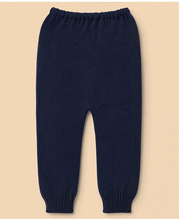 Babyhug Knit Full Sleeves Striped Sweater Set - Navy Blue