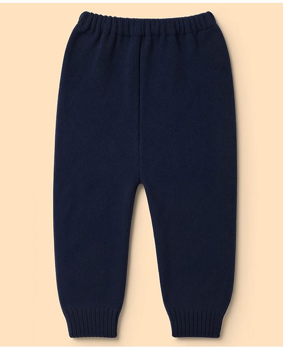 Babyhug Knit Full Sleeves Striped Sweater Set - Navy Blue
