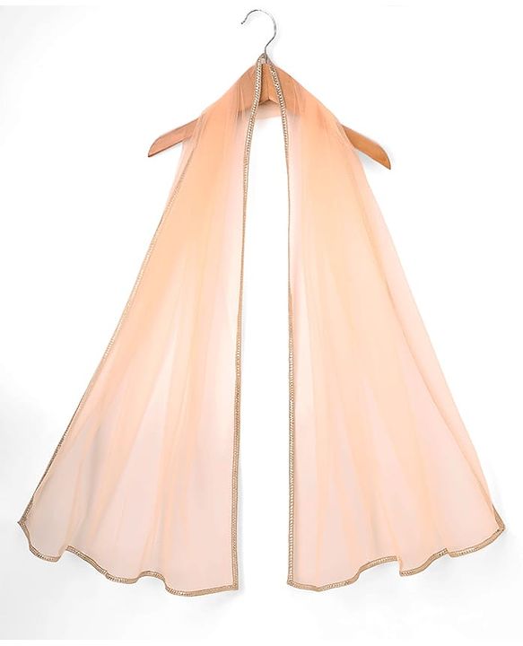 Babyhug Net Woven Sleeveless Chanderi Lehenga Choli and Dupatta Set With  Floral Embroidery & Sequin Detailing - Peach