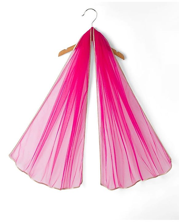 Babyhug Net Woven Sleeveless Chanderi Embroidered Lehenga Choli & Dupatta Set - Fuchsia