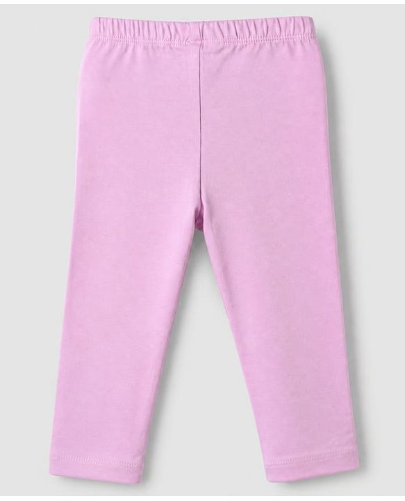 Babyhug Cotton Lycra Elastane Knit Slim Fit Full Length Solid Leggings with Floral Print Pack of 3 - White, Lilac & Light Blue