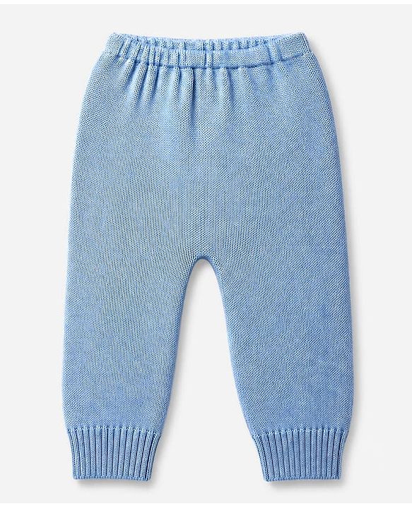 Babyhug Knit Full Sleeves Sweater Set with Stripes & Boat Design - Light Blue